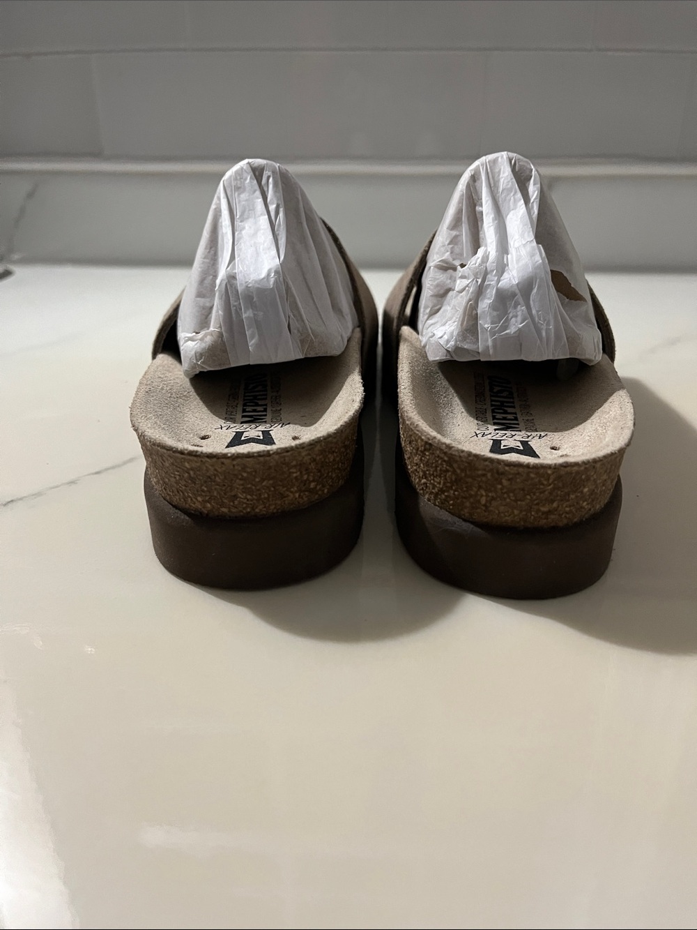 Mephisto Women’s Taupe Suede Slide Sandals - Picture 3 of 8